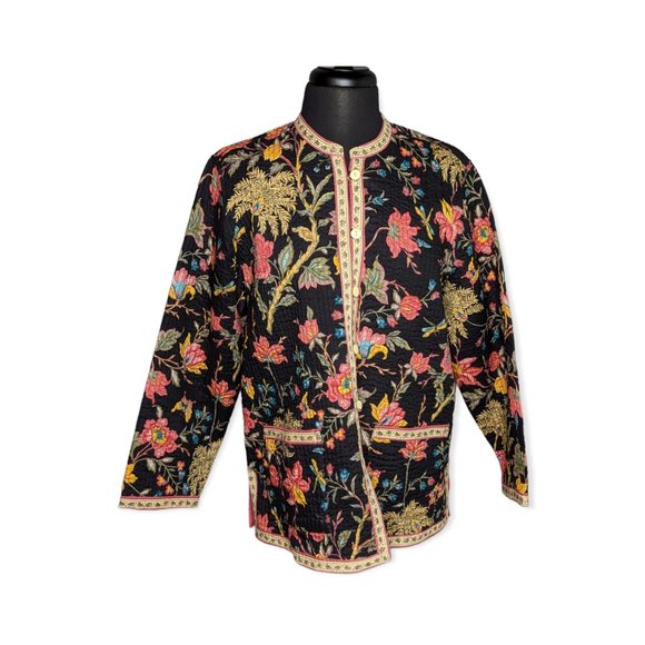 Vintage Appleseed's Quilted Reversible Button Front Floral Jacket Size 0X - Picture 1 of 13